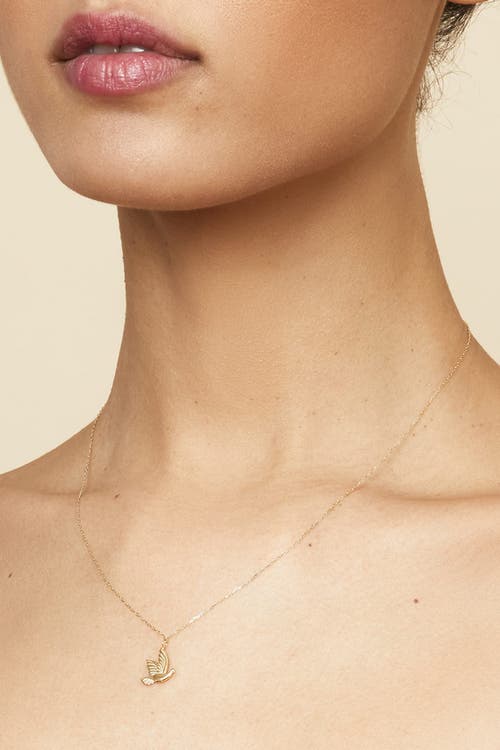 Oradina 14k Yellow Gold Freedom Dove Necklace In Yellow Gold