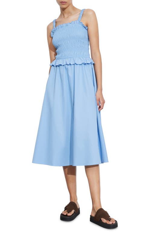 Shop & Other Stories Smocked Midi Sundress In Blue Dusty Light