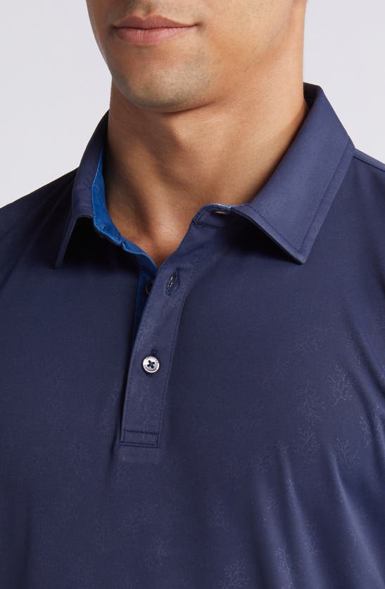 Shop Swannies Barrett Botanical Print Golf Polo In Navy