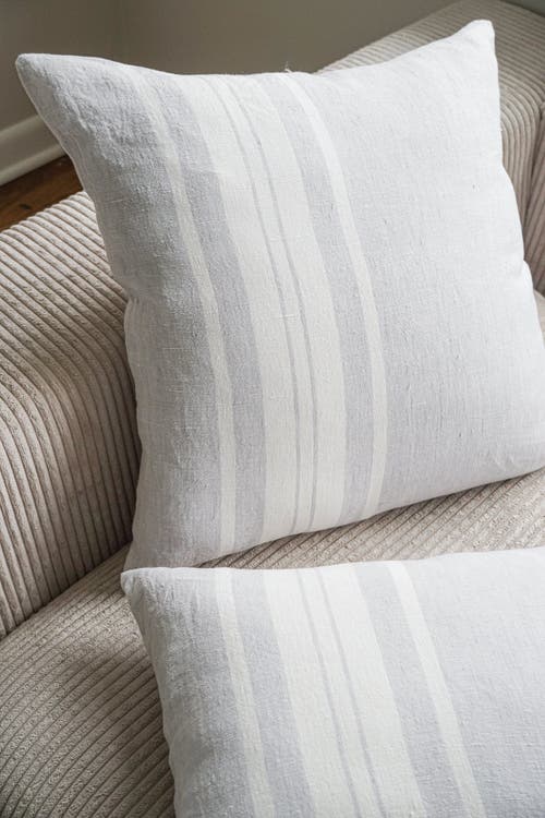 Shop Anaya So Soft Linen Pillow With Down Insert In Light Grey Bold Stripes