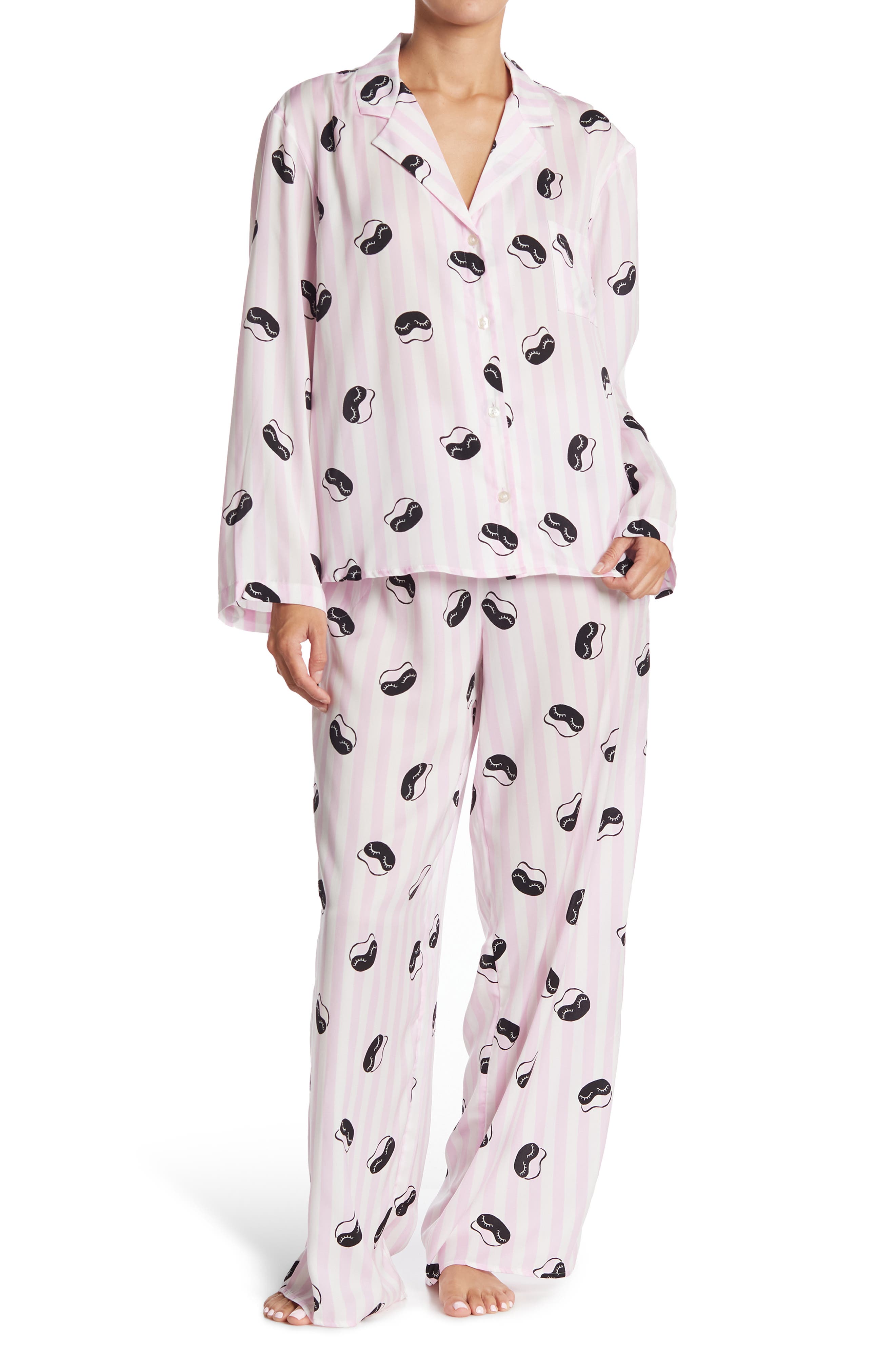 Shady Lady Women's Long Sleeve Notch Top and Long Pant Pajama Set