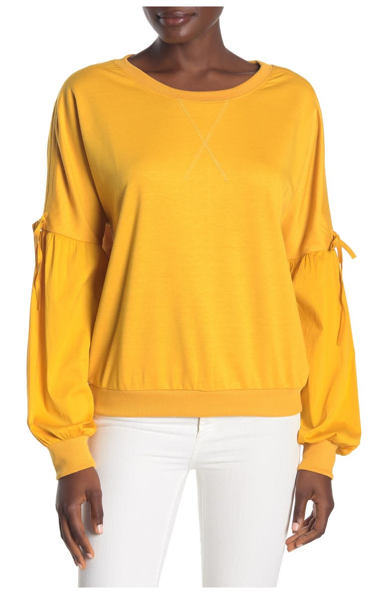 FORGOTTEN GRACE Poplin Sleeve Sweatshirt, Main, color, MUSTARD