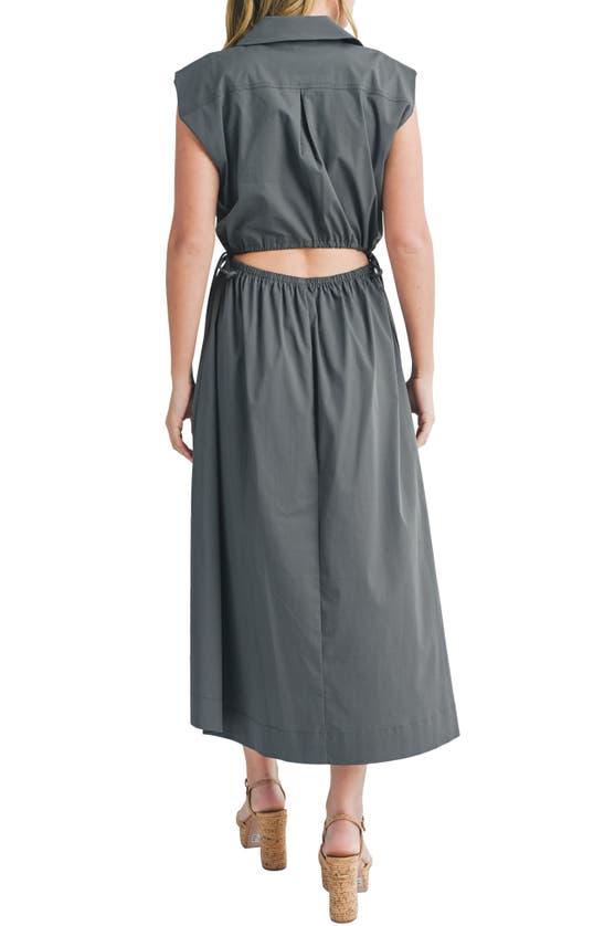 Shop Mila Mae Cutout Collared Maxi Dress In Charcoal