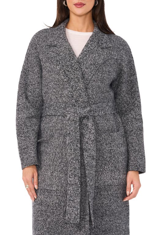 Shop Vince Camuto Notched Lapel Tie Waist Cardigan In Medium Heathered Grey Marled