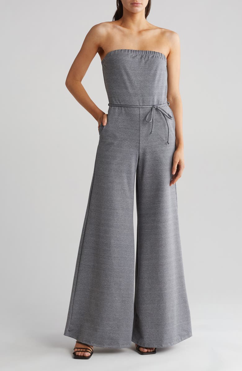 Indiebeautie Solid Strapless Wide-Leg Jumpsuit