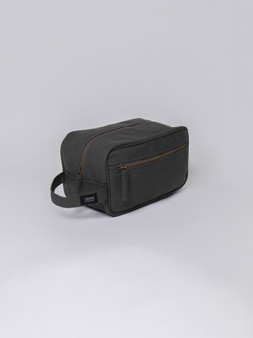 Terra Thread Organic Cotton Toiletry Bag In Charcoal Grey