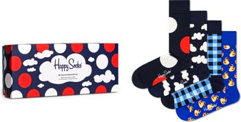 Happy Socks Assorted 4-Pack My Nordstrom Set | Socks Blues Gift Crew Favorite