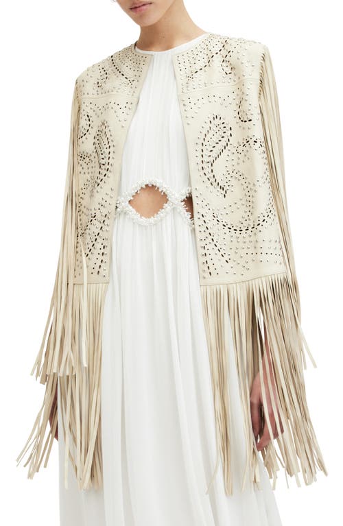 AllSaints Elias Bead & Fringe Detail Leather Jacket at Nordstrom,