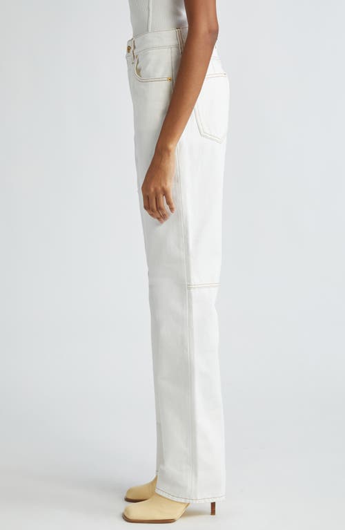 Shop Jacquemus Le De-nîmes Droit High Waist Straight Leg Jeans In Off-white/tabac