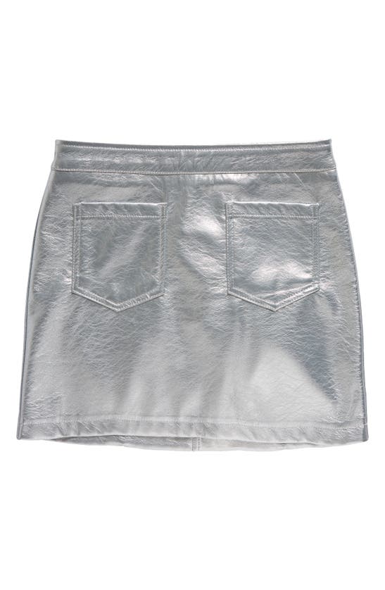 LOVE, FIRE LOVE, FIRE KIDS' PATCH POCKET METALLIC FAUX LEATHER SKIRT