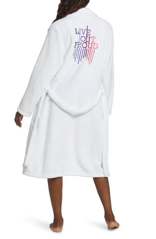BP. Be Proud Pride Gender Inclusive Embroidered Robe in White Live Out Proud