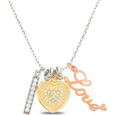 Lesa Michele Love Bar Heart Pendant Necklace