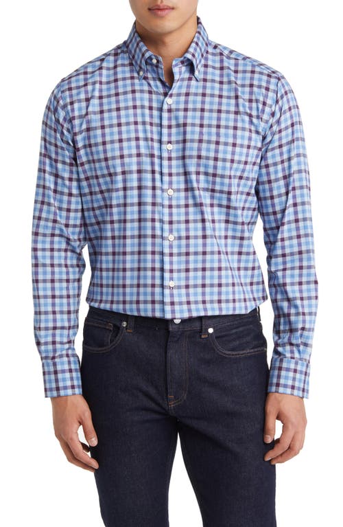 Peter Millar Becket Classic Fit Check Stretch Button-Down Shirt in Cottage Blue at Nordstrom, Size Small