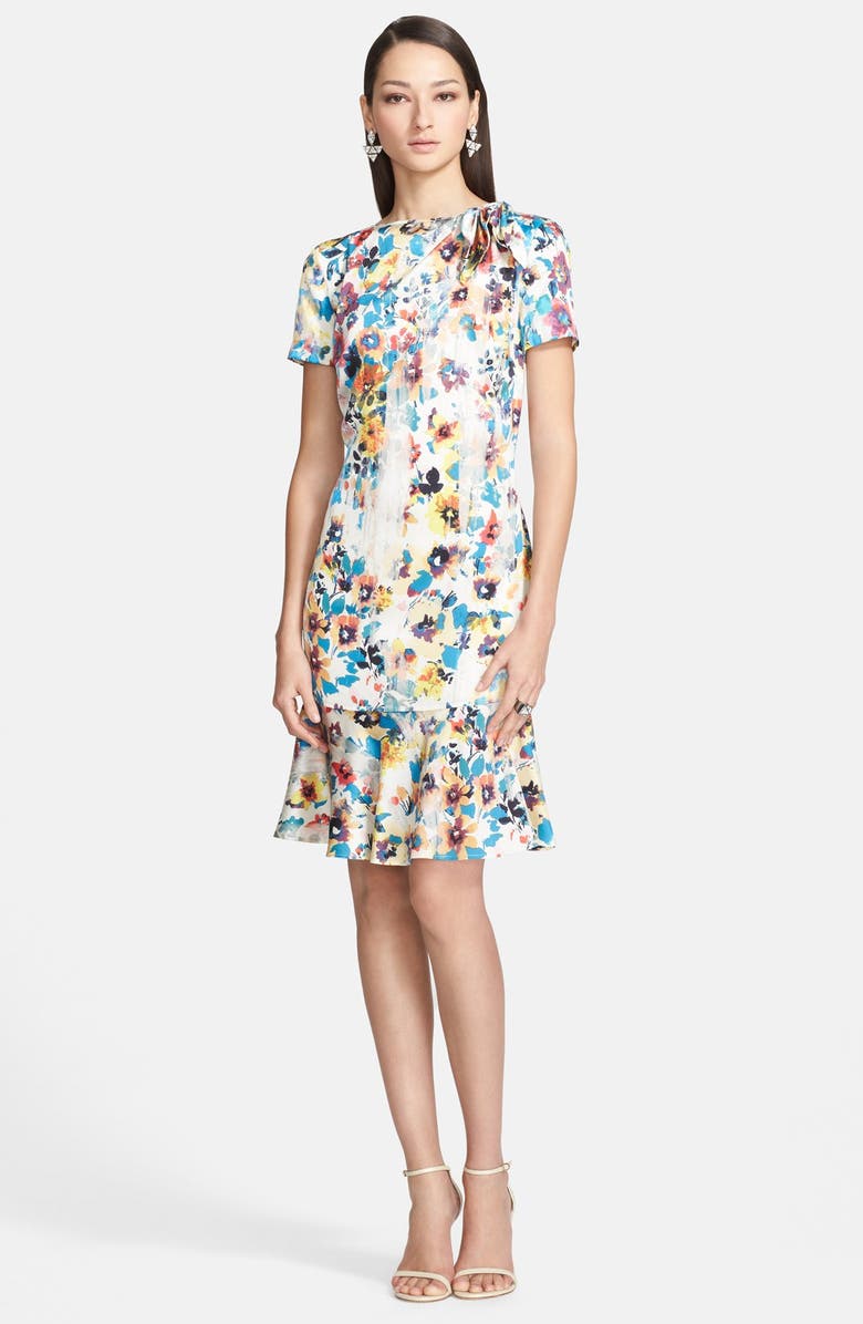 St. John Collection Pansy Print Stretch Silk Charmeuse Dress | Nordstrom
