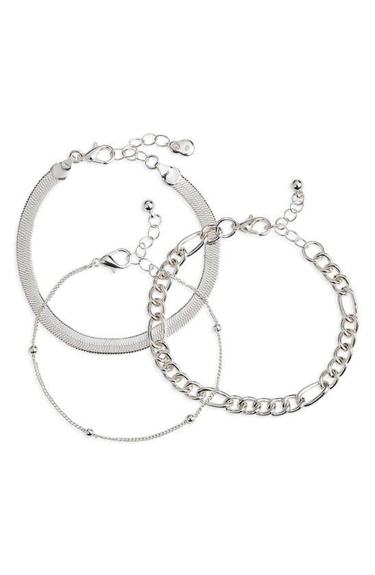 Shop Bp. Sterling Silver Dipped Assorted Set Of 3 Chain Bracelets
