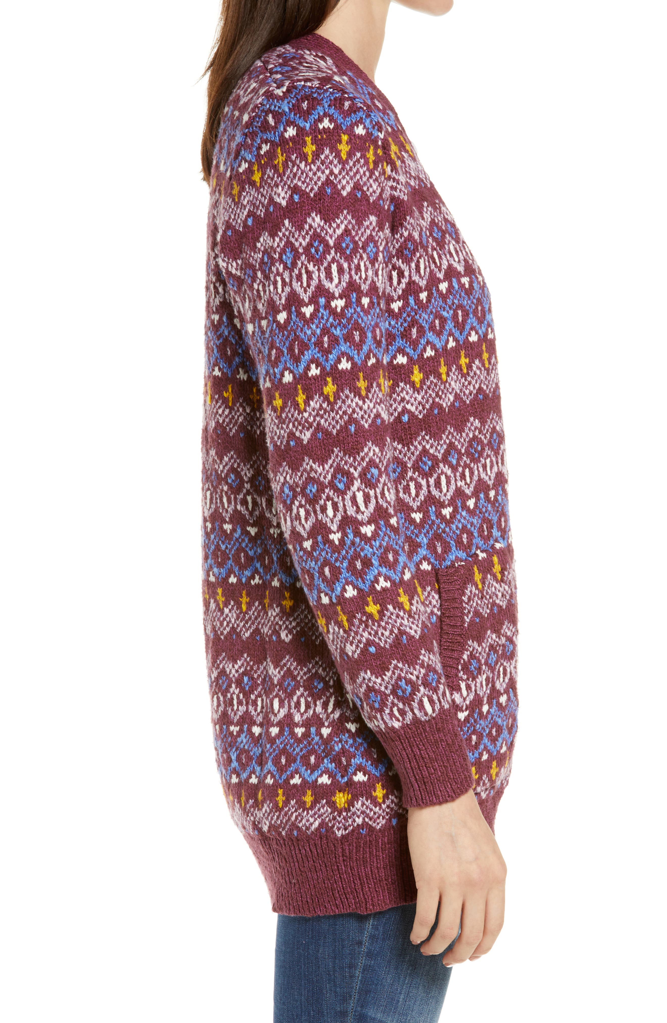L.L.Bean Fair Isle Cotton Ragg Cardigan 