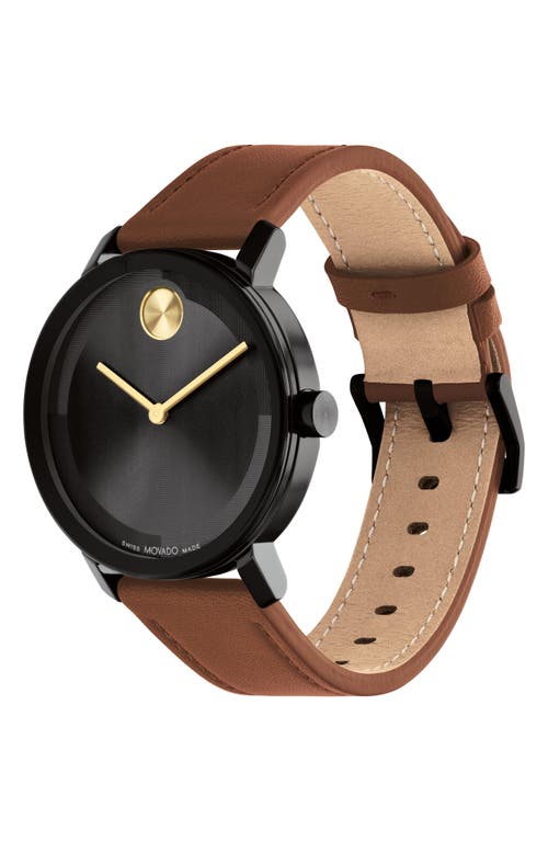 Shop Movado Bold Evolution 2.0 Leather Strap Watch, 40mm In Black/brown