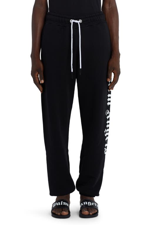Palm Angels Side Logo Cotton Joggers in Black White at Nordstrom, Size Small