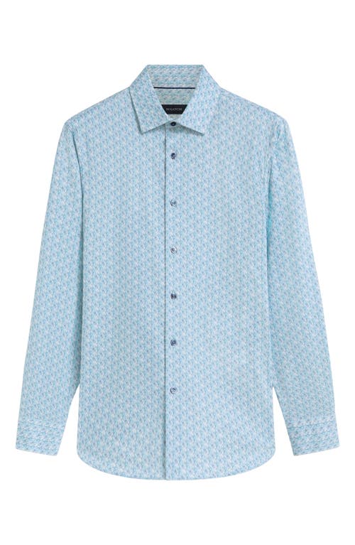 Shop Bugatchi James Ooohcotton® Abstract Print Button-up Shirt In Aqua