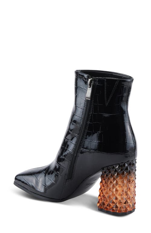 Azura By Spring Step Longoria Square Toe Bootie In Black Patent