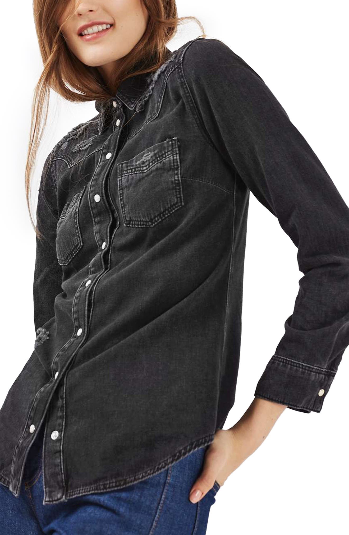Distressed Denim Shirt Nordstrom