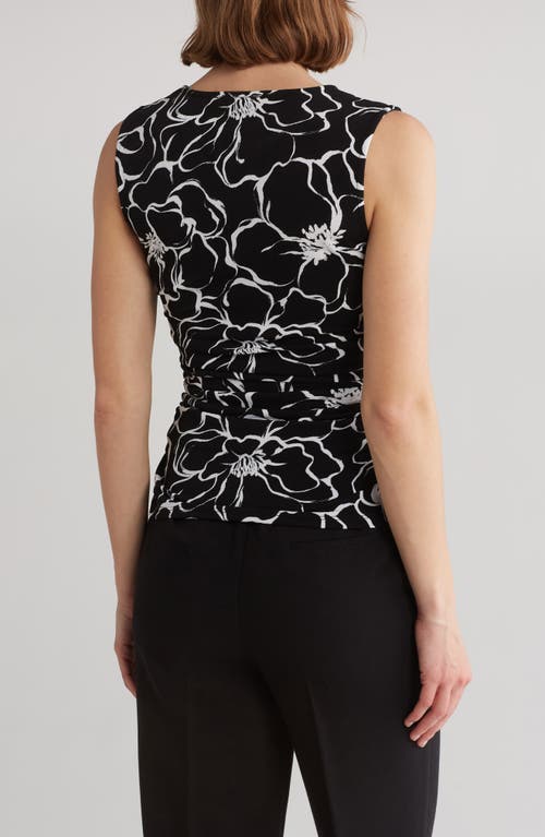Shop Adrianna Papell Floral Jersey Knit Tank In Black/white Exploded Floral
