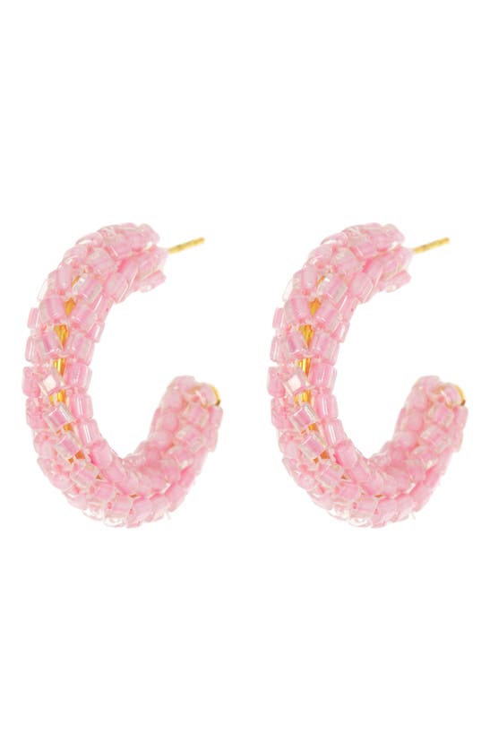 Ayounik Beaded Hoop Earrings In Pink