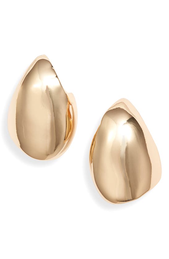 Shop Open Edit Molten Teardrop Stud Earrings In Gold