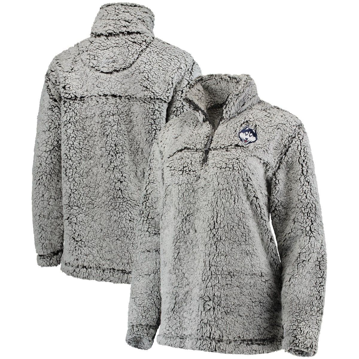 BOXERCRAFT Women's Gray UConn Huskies Sherpa Super Soft Quarter-Zip Pullover Jacket