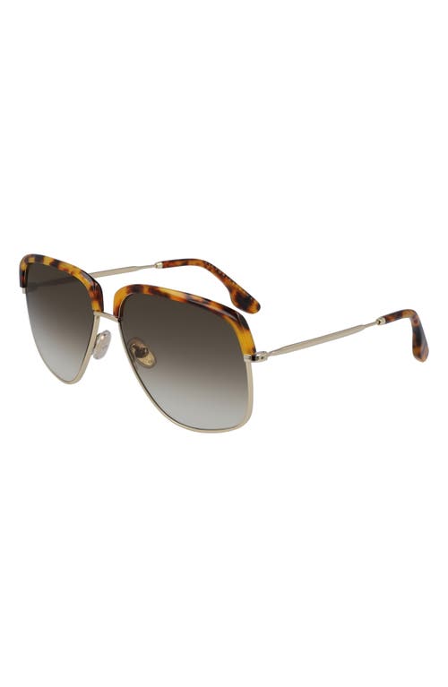 Shop Victoria Beckham 59mm Semi Rimless Sunglasses In Gold/tortoise