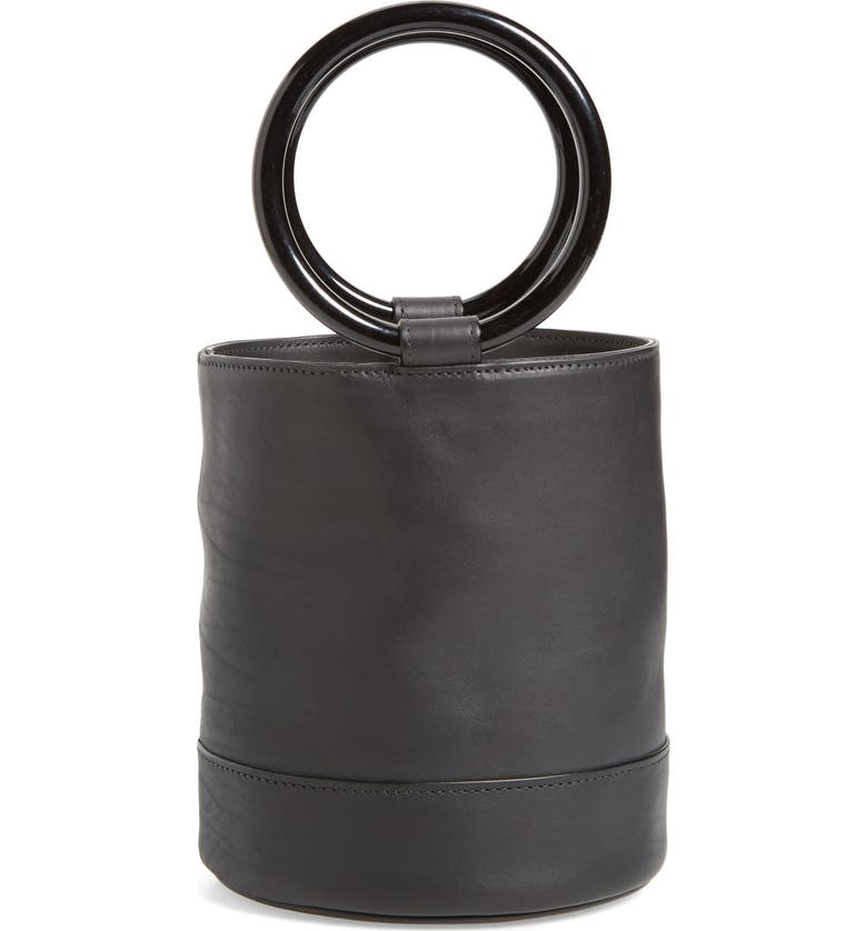 SIMON MILLER Bonsai 20 Crossbody Bucket Bag, Main, color, BLACK CALF LEATHER