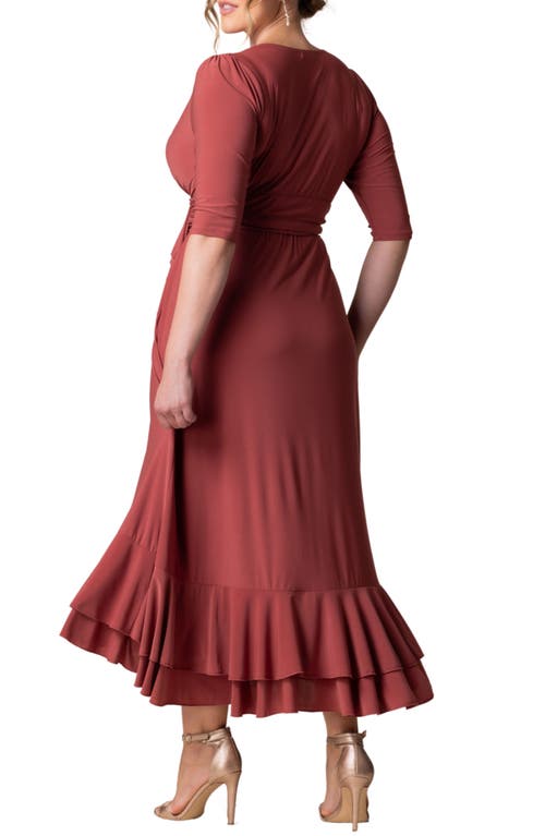 Kiyonna Veronica Ruffled High-low Evening Gown In Rosy Sunset