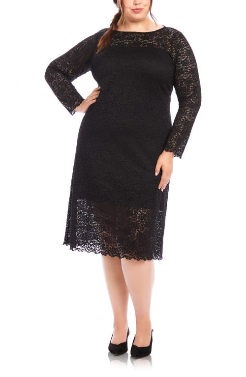 KAREN KANE KAREN KANE LACE LONG SLEEVE MIDI DRESS 