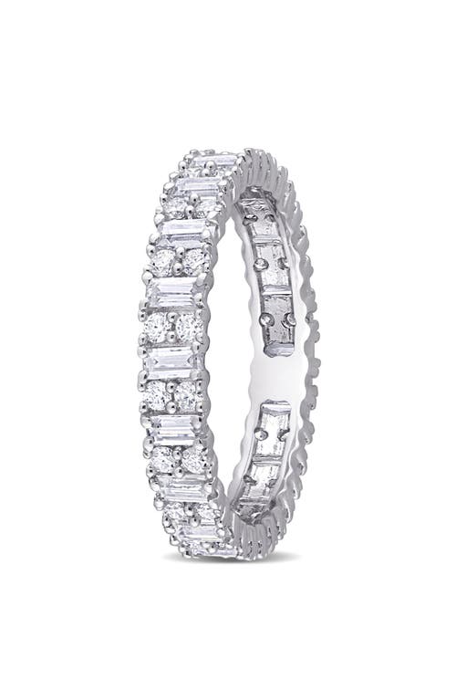 Delmar Sterling Silver Lab Created Moissanite Eternity Ring In Silver