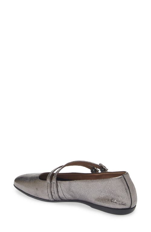 Wonders Asymmetric Double Strap Flat In Lead Metallic