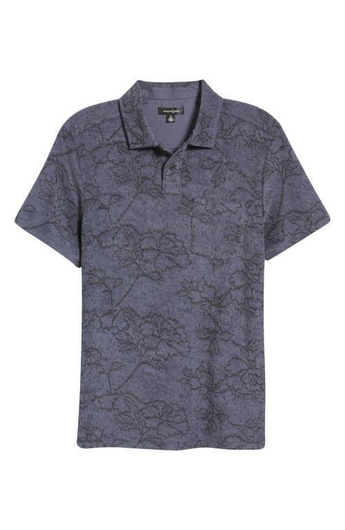 Shop Treasure & Bond Floral Terry Cloth Polo In Navy India Ink Line Floral