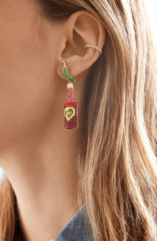 Shop Baublebar Hot Sauce Crystal Statement Earrings In Red Multi