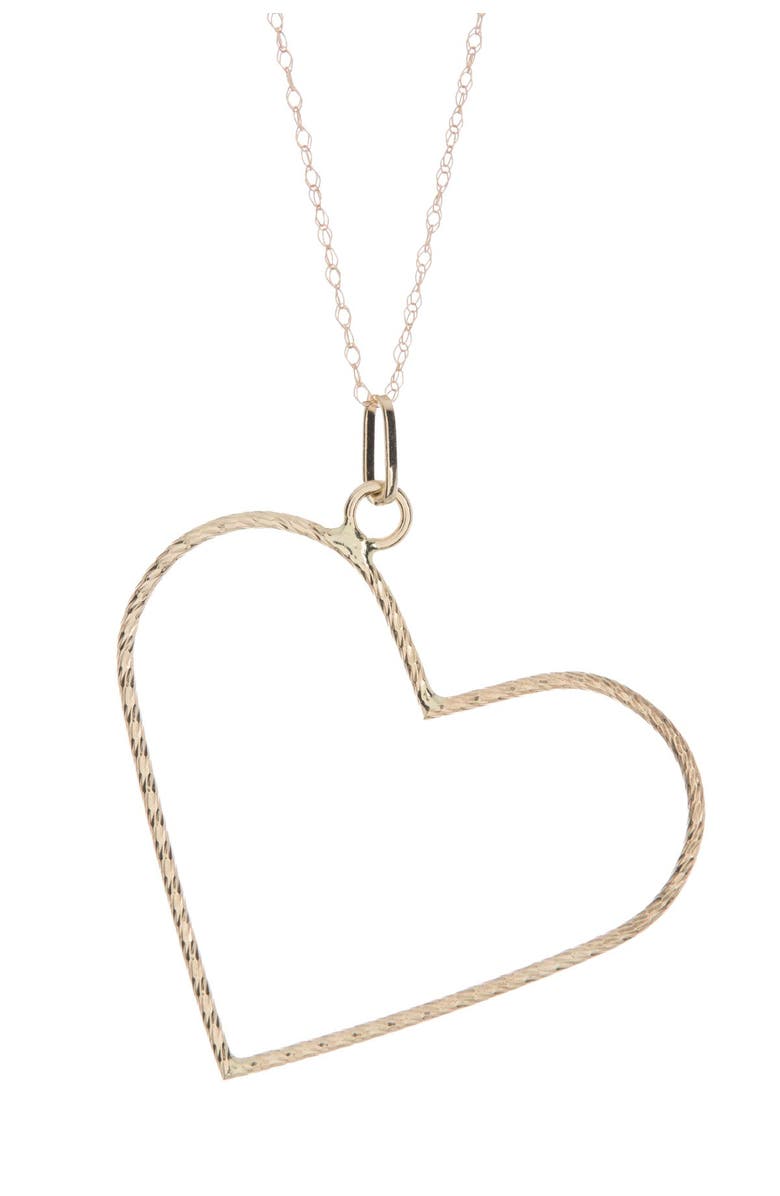 CANDELA JEWELRY 10K Yellow Gold Textured Open Heart Pendant Necklace, Main, color, GOLD