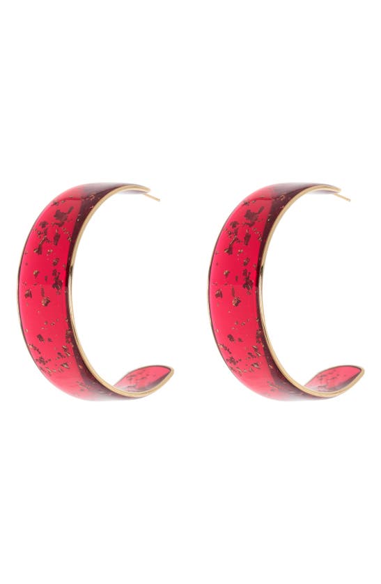 Melrose And Market 50mm Plastic Glitter Hoop Earrings In Red- Gold