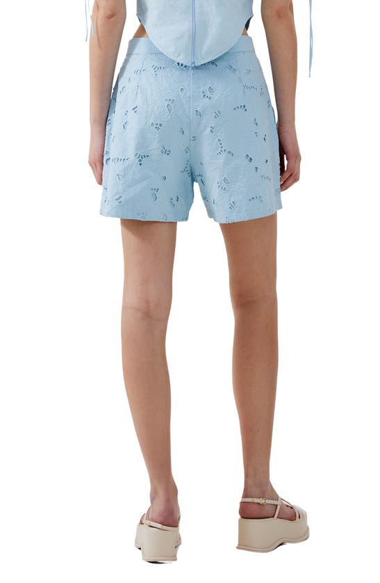 Shop French Connection Rhodes Floral Lace Cotton Shorts In Cashmere Blue