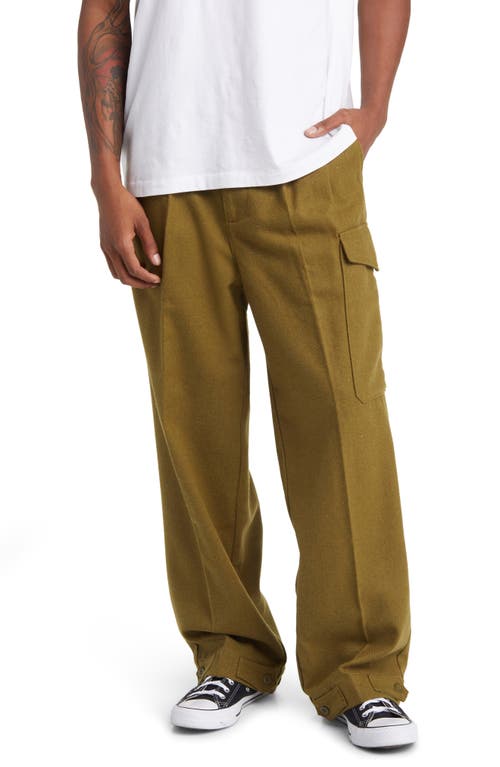 Baggy Pleated Military Pants in Olive