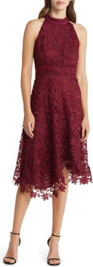 Eliza J Lace Asymmetrical-Hem Midi Dress - Macy's