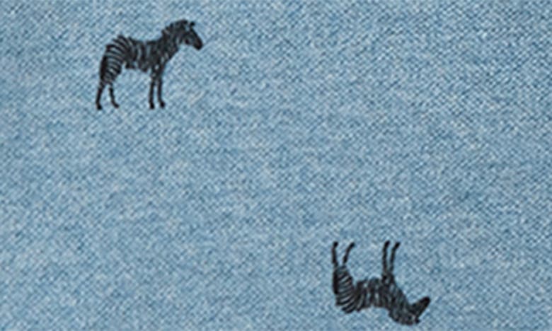 Shop Andy & Evan Zebra Knit Shirt & Shorts Set In Light Blue Zebra