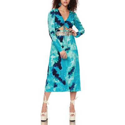 Afrm Carlo Cinch Front Dress, Blue/green