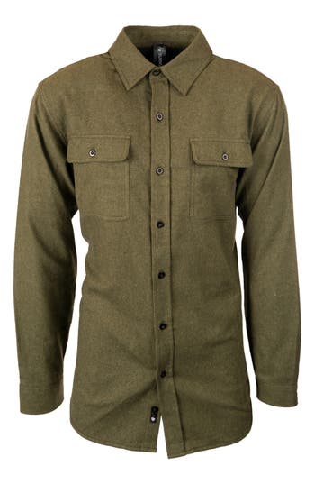 Burnside Yarn Dye Flannel Button-up Shirt In Army