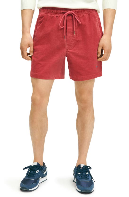 Shop Brooks Brothers Stretch Corduroy Shorts In Earth Red