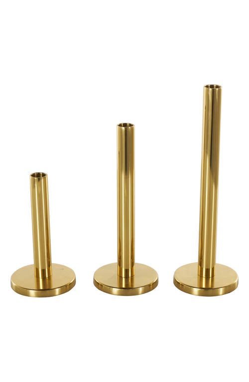 Vivian Lune Home Set Of 3 Taper Candleholders In Gold