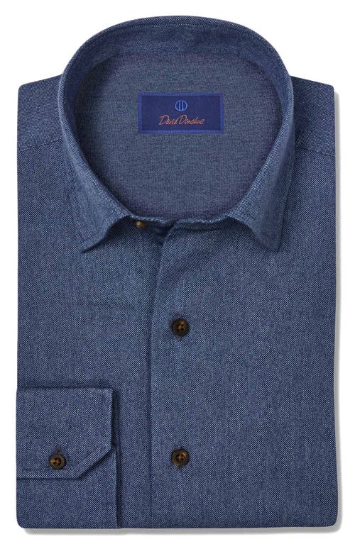 David Donahue Tonal Bird's Eye Dress Shirt in Navy 