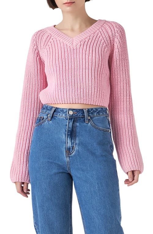 Shop English Factory V-neck Crop Sweater In Pink