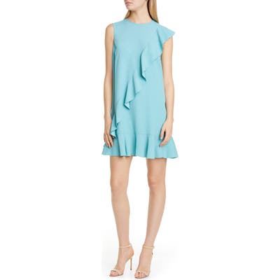 Red Valentino Ruffle Crepe Shift Dress, 0 6IT - Blue